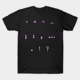 Pink Typewriter Symbols T-Shirt